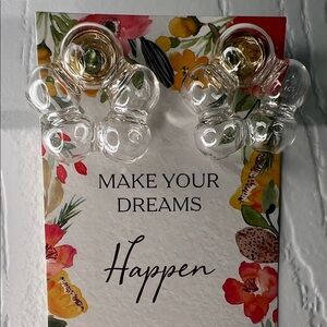 Amazing Bubble Glass Earrings - Gold Accent